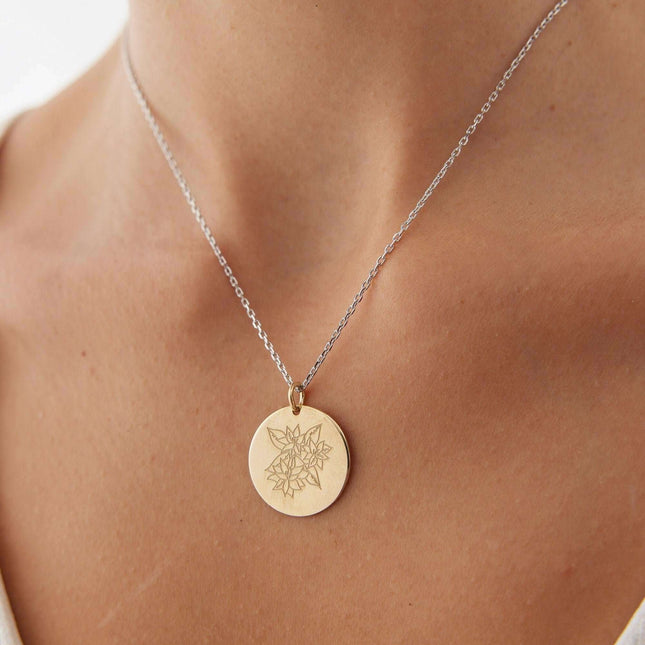 Custom Circle Birth Flower Necklace - Dabas Minimalist