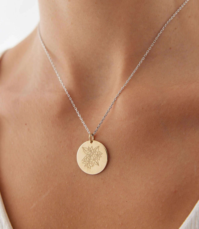 Custom Circle Birth Flower Necklace - Dabas Minimalist