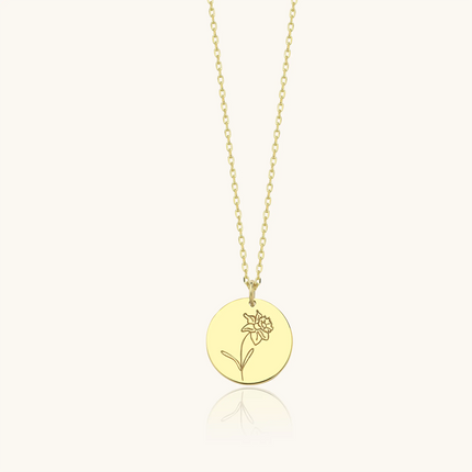 Custom Circle Birth Flower Necklace - Dabas Minimalist