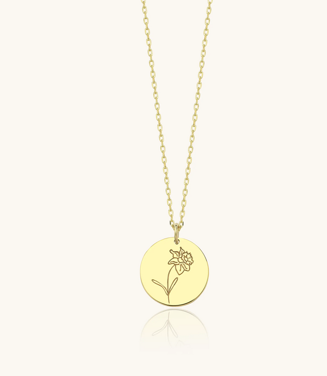 Custom Circle Birth Flower Necklace - Dabas Minimalist