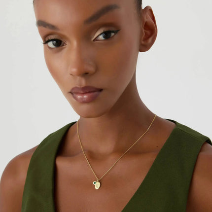 Initial Birthstone Necklace – 18K Gold-Plated Oval Pendant with Birthstone Charm - Dabas Minimalist