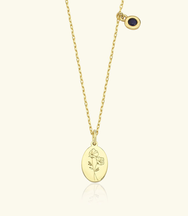 Oval Birth Flower Necklace - 18K Gold-Plated Minimalist Jewelry - Dabas Minimalist