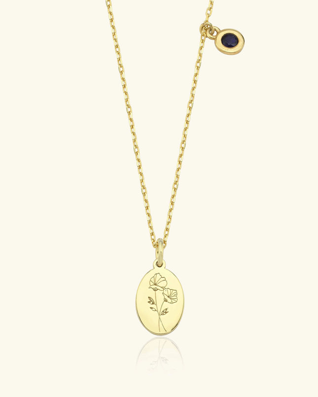 Oval Birth Flower Necklace - 18K Gold-Plated Minimalist Jewelry - Dabas Minimalist