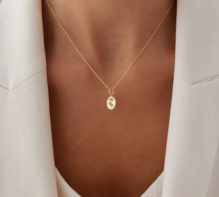Tiny Birth Flower Necklace – 18K Gold-Plated Sterling Silver Floral Pendant Necklace - Dabas Minimalist