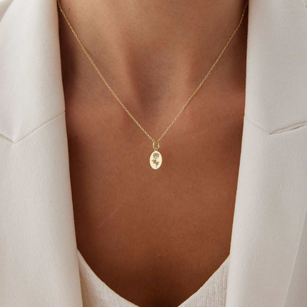 Tiny Birth Flower Necklace – 18K Gold-Plated Sterling Silver Floral Pendant Necklace - Dabas Minimalist