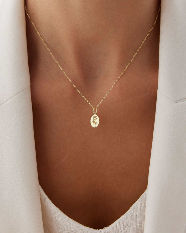 Tiny Birth Flower Necklace – 18K Gold-Plated Sterling Silver Floral Pendant Necklace - Dabas Minimalist