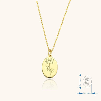 Tiny Birth Flower Necklace – 18K Gold-Plated Sterling Silver Floral Pendant Necklace - Dabas Minimalist