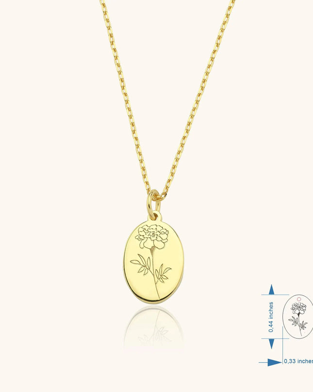 Tiny Birth Flower Necklace – 18K Gold-Plated Sterling Silver Floral Pendant Necklace - Dabas Minimalist