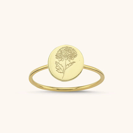 Birth Flower Ring – 18K Gold-Plated Sterling Silver Floral Jewelry - Dabas Minimalist