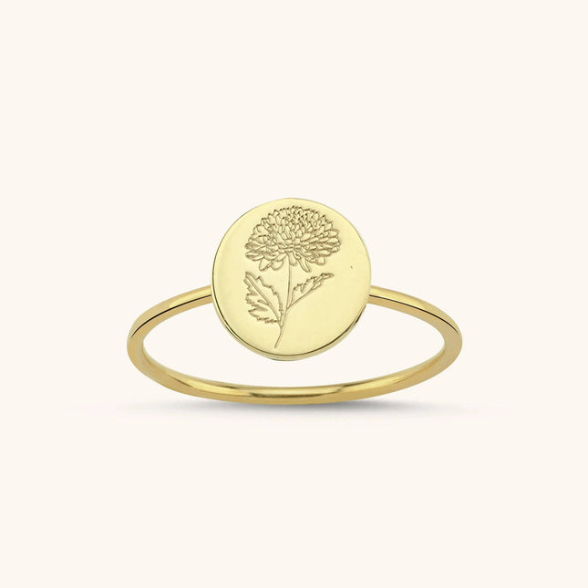 Birth Flower Ring – 18K Gold-Plated Sterling Silver Floral Jewelry - Dabas Minimalist