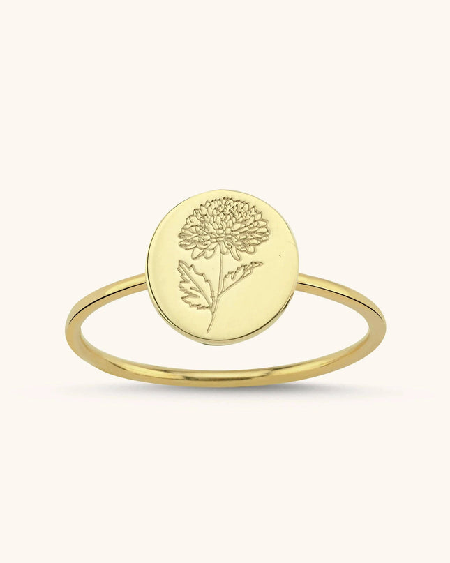 Birth Flower Ring – 18K Gold-Plated Sterling Silver Floral Jewelry - Dabas Minimalist