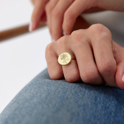 Custom Circle Birth Flower Ring - Dabas Minimalist