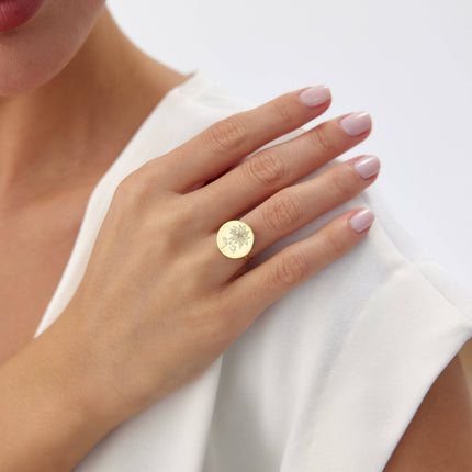 Custom Circle Birth Flower Ring - Dabas Minimalist