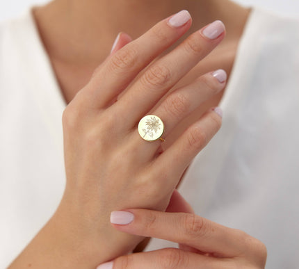 Custom Circle Birth Flower Ring - Dabas Minimalist