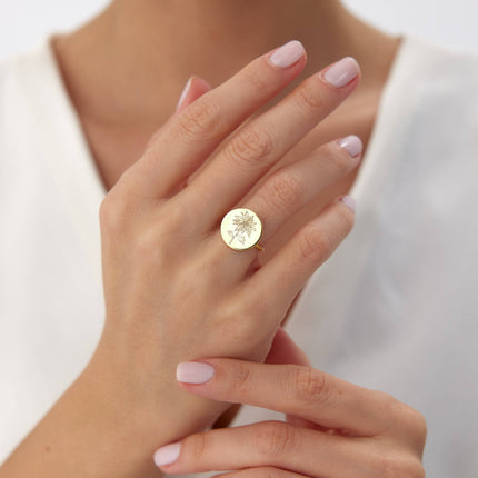 Custom Circle Birth Flower Ring - Dabas Minimalist