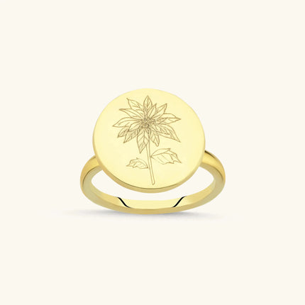 Custom Circle Birth Flower Ring - Dabas Minimalist