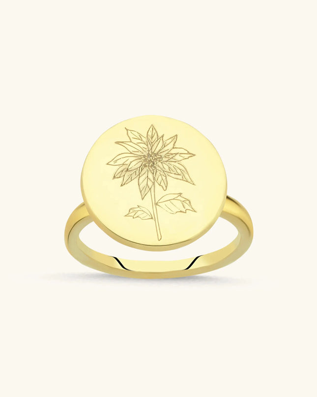 Custom Circle Birth Flower Ring - Dabas Minimalist