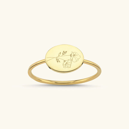 Floral Engraved Ring – 18K Gold-Plated Sterling Silver - Dabas Minimalist