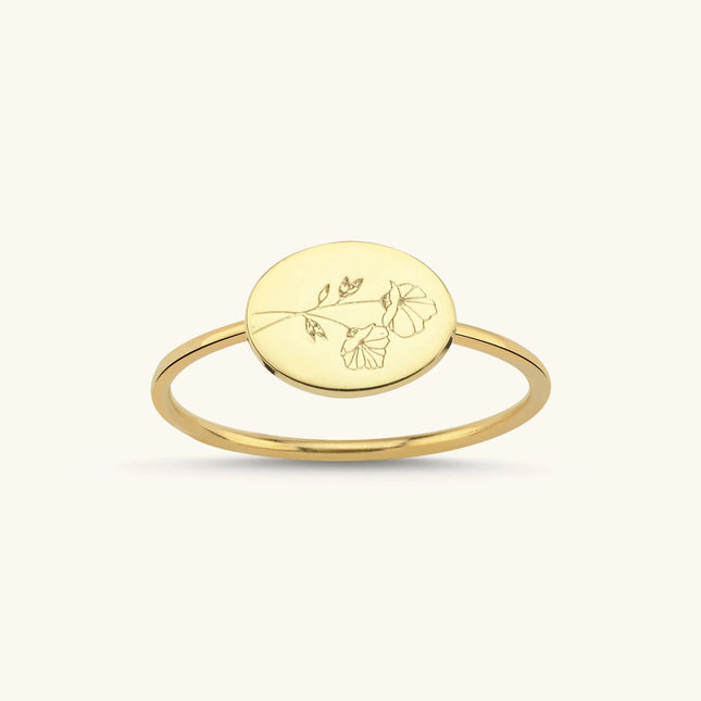 Floral Engraved Ring – 18K Gold-Plated Sterling Silver - Dabas Minimalist
