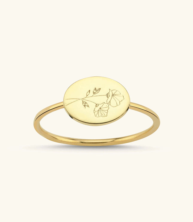 Floral Engraved Ring – 18K Gold-Plated Sterling Silver - Dabas Minimalist