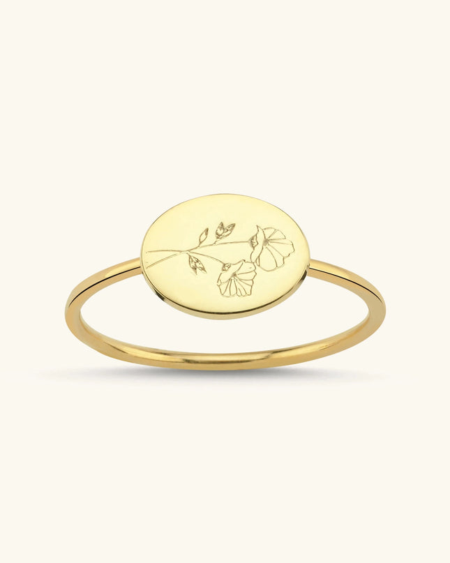 Floral Engraved Ring – 18K Gold-Plated Sterling Silver - Dabas Minimalist