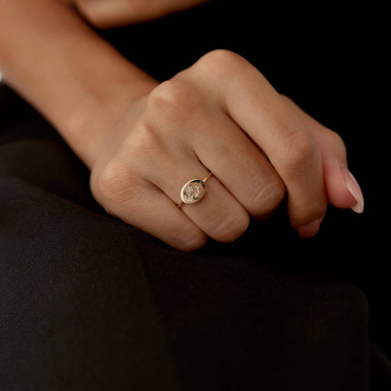Floral Engraved Ring – 18K Gold-Plated Sterling Silver - Dabas Minimalist