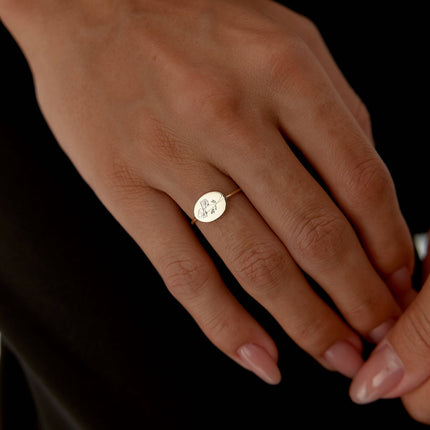 Floral Engraved Ring – 18K Gold-Plated Sterling Silver - Dabas Minimalist