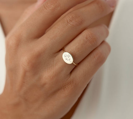 Floral Engraved Ring – 18K Gold-Plated Sterling Silver - Dabas Minimalist