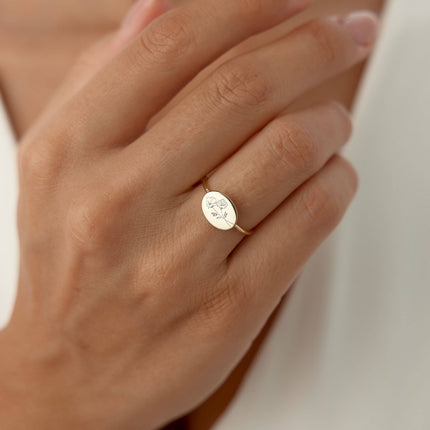 Floral Engraved Ring – 18K Gold-Plated Sterling Silver - Dabas Minimalist