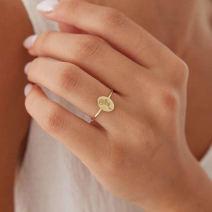 Tiny Birth Flower Ring – 18K Gold-Plated Sterling Silver Floral Jewelry - Dabas Minimalist