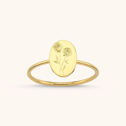 Tiny Birth Flower Ring – 18K Gold-Plated Sterling Silver Floral Jewelry - Dabas Minimalist