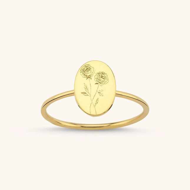 Tiny Birth Flower Ring – 18K Gold-Plated Sterling Silver Floral Jewelry - Dabas Minimalist