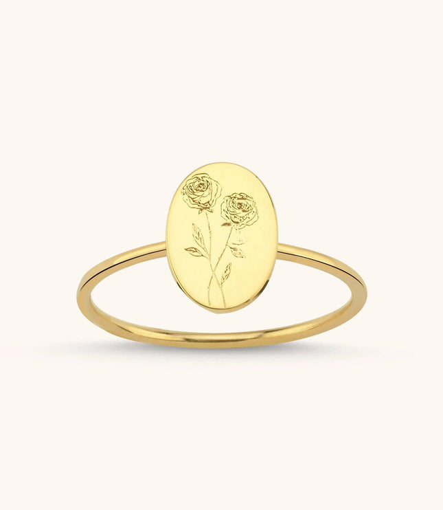 Tiny Birth Flower Ring – 18K Gold-Plated Sterling Silver Floral Jewelry - Dabas Minimalist