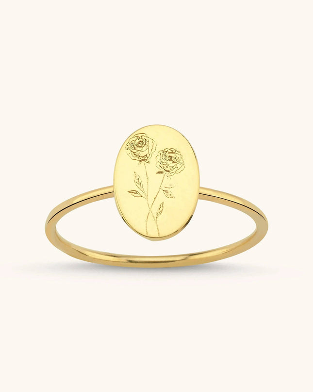 Tiny Birth Flower Ring – 18K Gold-Plated Sterling Silver Floral Jewelry - Dabas Minimalist