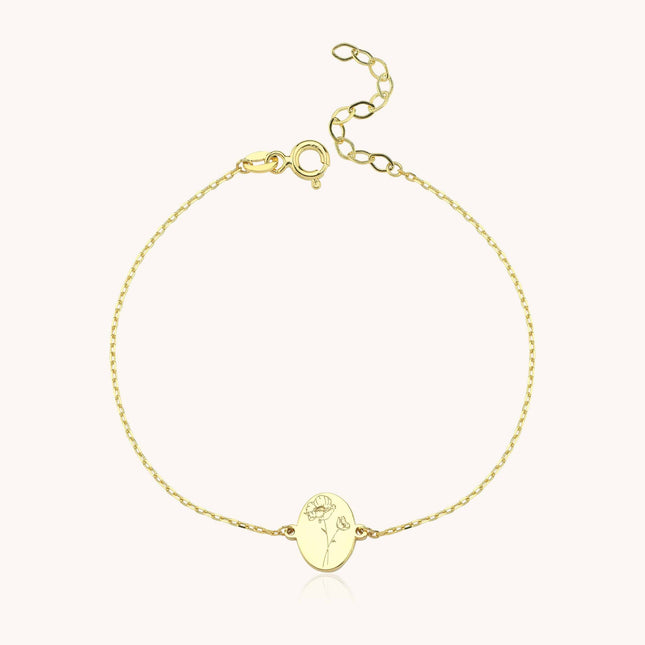 Tiny Birth Flower Bracelet – 18K Gold-Plated Custom Floral Charm Bracelet - Dabas Minimalist