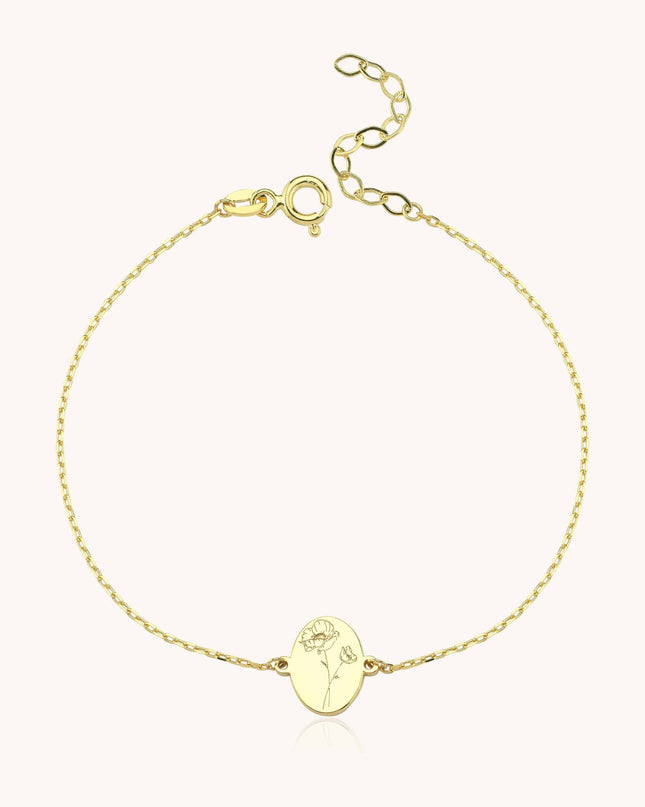Tiny Birth Flower Bracelet – 18K Gold-Plated Custom Floral Charm Bracelet - Dabas Minimalist