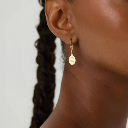Birth Flower Drop Earrings – 18K Gold-Plated Sterling Silver Floral Engraved Earrings - Dabas Minimalist