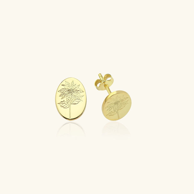 Birth Flower Earrings – 18K Gold-Plated Sterling Silver Floral Stud Earrings - Dabas Minimalist