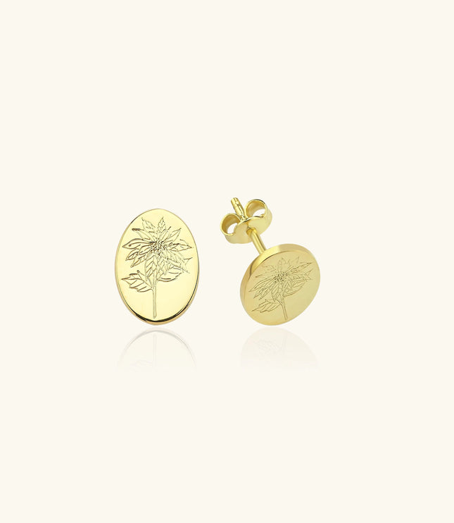 Birth Flower Earrings – 18K Gold-Plated Sterling Silver Floral Stud Earrings - Dabas Minimalist