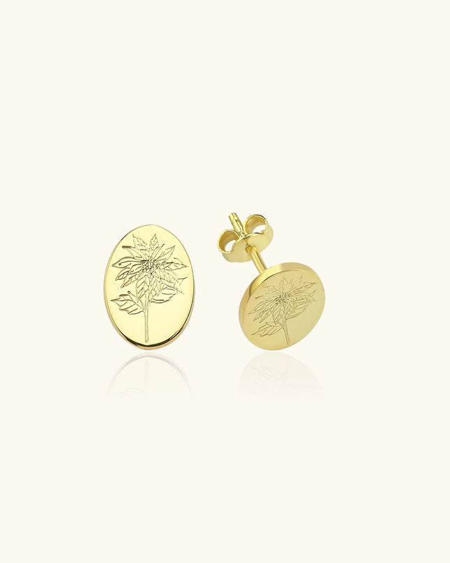 Birth Flower Earrings – 18K Gold-Plated Sterling Silver Floral Stud Earrings - Dabas Minimalist