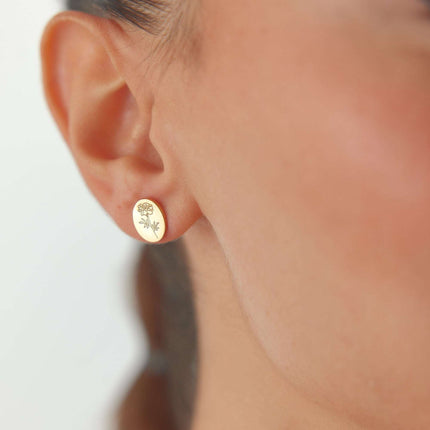 Birth Flower Earrings – 18K Gold-Plated Sterling Silver Floral Stud Earrings - Dabas Minimalist