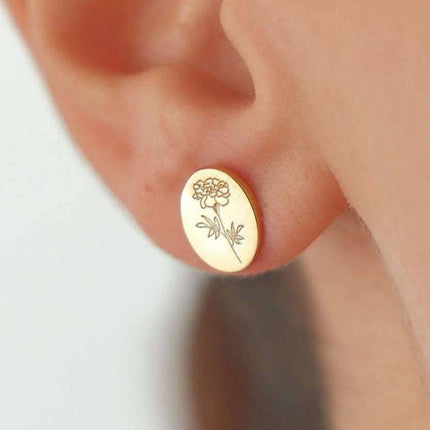 Birth Flower Earrings – 18K Gold-Plated Sterling Silver Floral Stud Earrings - Dabas Minimalist