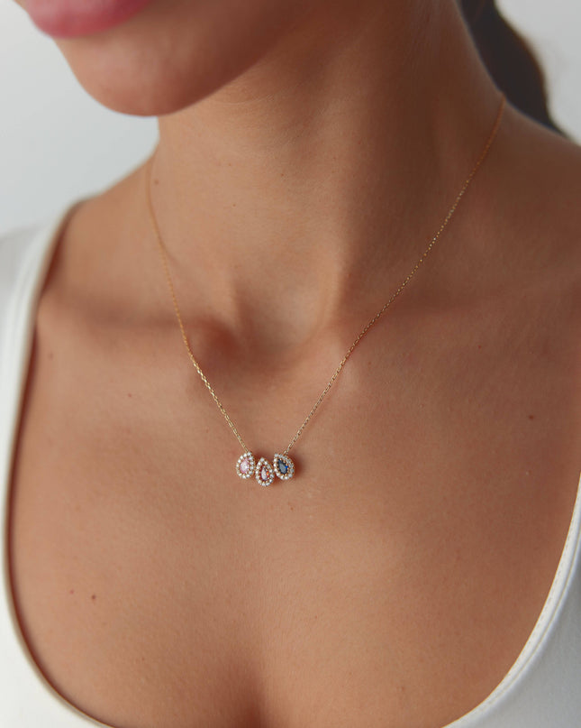 Birthstone Family Necklace - Dabas Minimalist