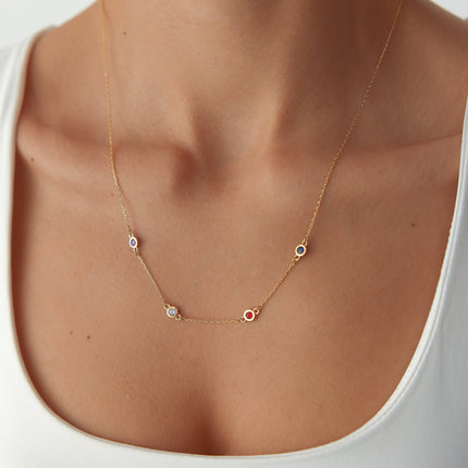 Dainty Multi-Birthstone Custom Family Necklace - Dabas Minimalist