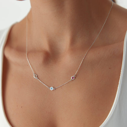 Dainty Multi-Birthstone Custom Family Necklace - Dabas Minimalist