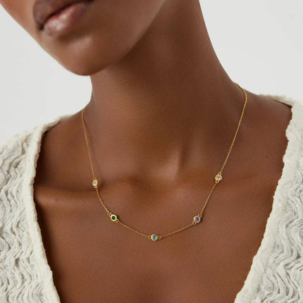 Dainty Multi-Birthstone Custom Family Necklace - Dabas Minimalist