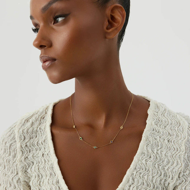 Dainty Multi-Birthstone Custom Family Necklace - Dabas Minimalist