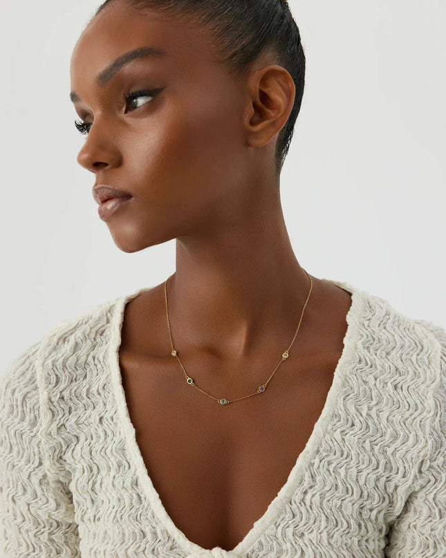 Dainty Multi-Birthstone Custom Family Necklace - Dabas Minimalist