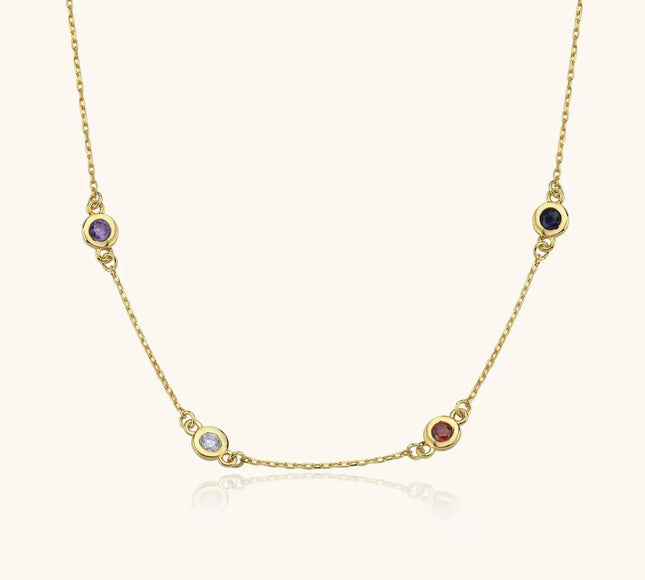 Dainty Multi-Birthstone Custom Family Necklace - Dabas Minimalist