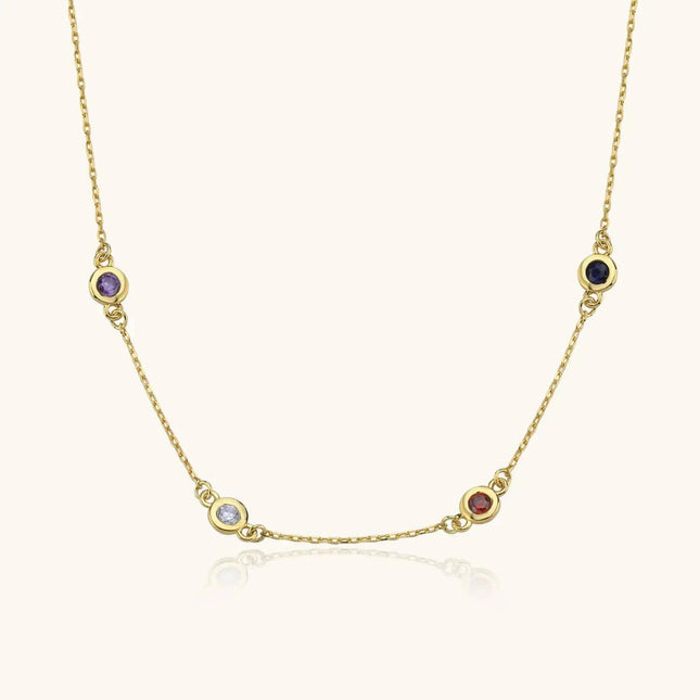 Dainty Multi-Birthstone Custom Family Necklace - Dabas Minimalist